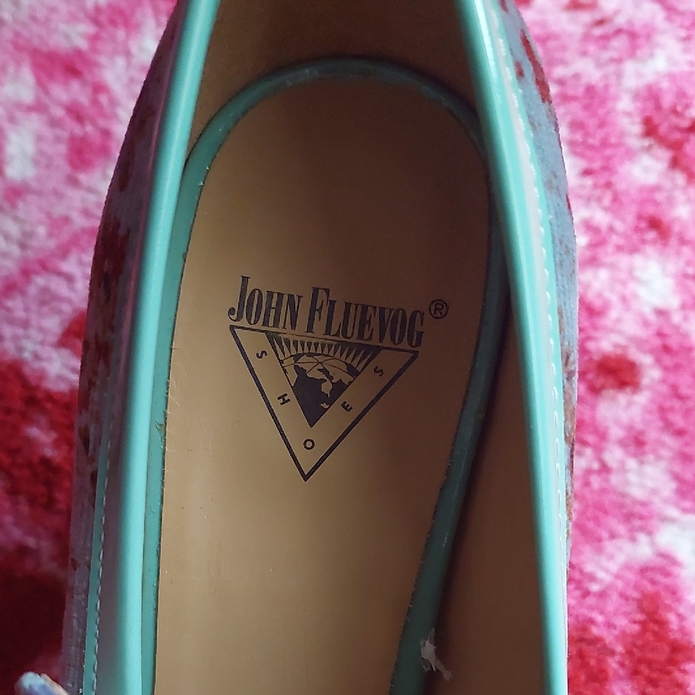Floral Fluevog Shoes with Faux Fur Trim - Picture 4 of 4